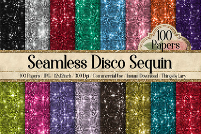 100 Seamless Glowing Bling Bling Disco Sequin Digital Papers