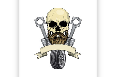 Racer skull with helmet