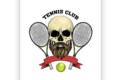 Skull with tennis racquets