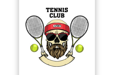 Skull with tennis racquets