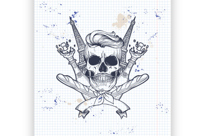 Sketch, french skull