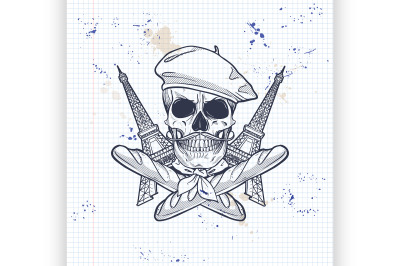 Sketch, french skull