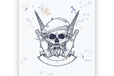 Sketch, french skull