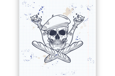 Sketch, french skull