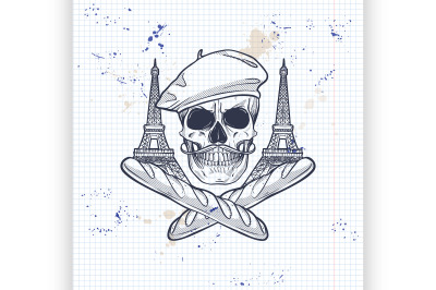 Sketch, french skull