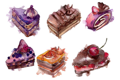 Sweet yummy cake Watercolor png