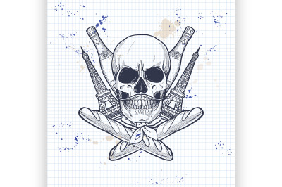 Sketch, french skull