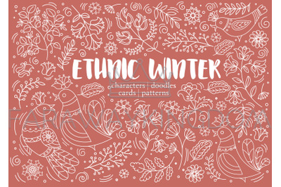 ETHNIC WINTER Decorative Pattern Vector Illustration Set For Print