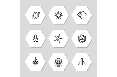 Minimal geometric icons set - abstract line icons