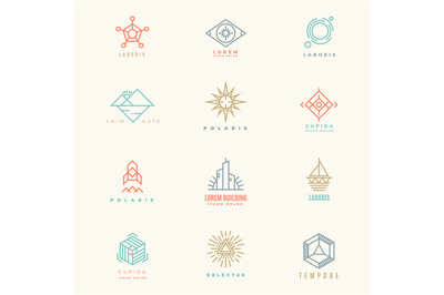 Minimal geometric vintage colors logo set