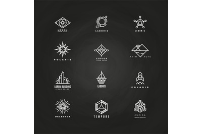 Vector minimal geometric logo set on blackboard