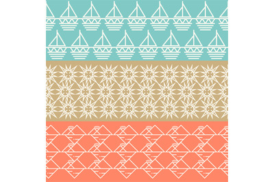 Vintage geometric horizontal seamless pattern set