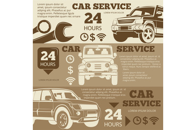 Off-road car service vintage banners collection