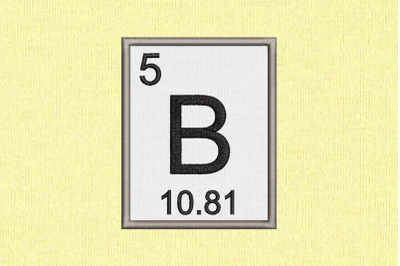 Periodic Table Element 5 B Boron | Applique Embroidery