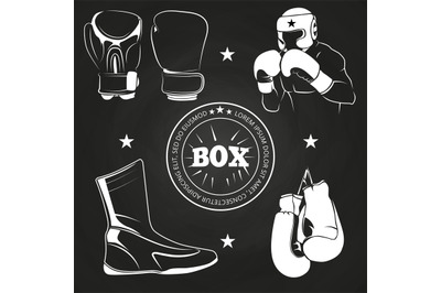 Boxing athlet and sport on chalkboard