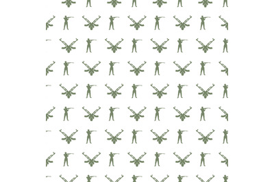 Military seamless pattern with soldiers and guns