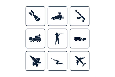 Terror or army icons set - military icons design