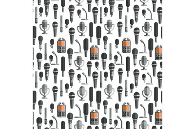 Flat microphones and dictaphones seamless pattern