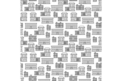 Line art houses seamless pattern design