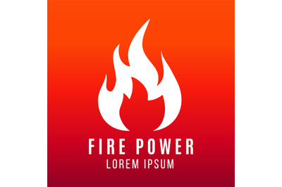 White flame of fire logo design on bright background