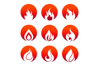 White flat fire icons in fire rounds design