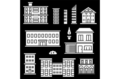 White houses icons on black backgrond