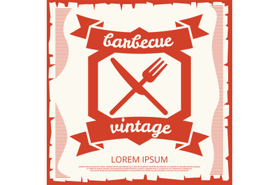Barbecue party vintage poster design with emblem