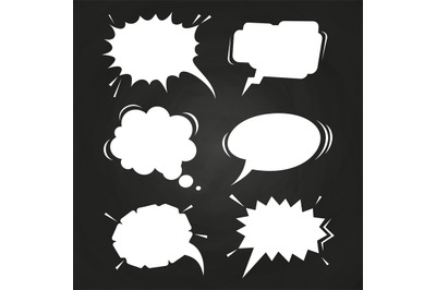 Cartoon speech balloons collection on chalkboard