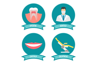 Dental icons with doctor&2C; smile&2C; teeth and medicinal chair