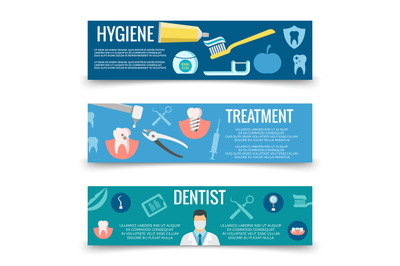 Dental service flat banners template - teeth care banners