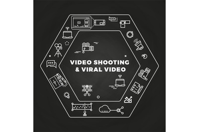 Movie film-making line art icons concept