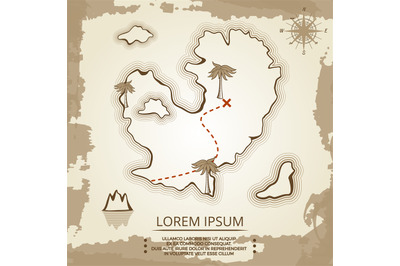 Vintage poster design with map of island