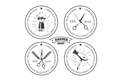 Barber shop labels isolated on white background