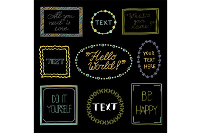 Doodle frames with text - hand drawn