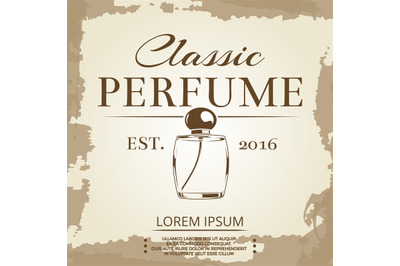 Perfume vintage label on vintage poster background