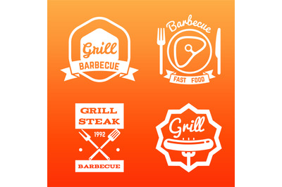 Steak house, grill bar and barbecue label