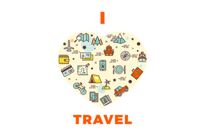 Travel poster or print - i love travel design with heart from travel i