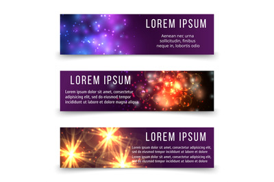 Abstract banners template with space objects