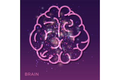 Abstract creative brain background - colorful brain icon with shining