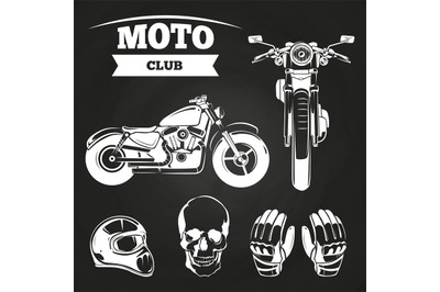 Moto club motorcycle, helmet