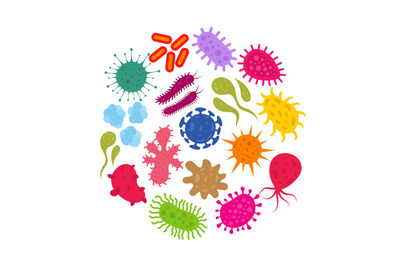 Microorganism and primitive infection virus. Bacteria and germs vector