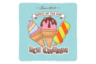 Ice cream vintage vector poster