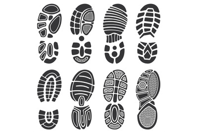 Running sport shoes vector footprint set