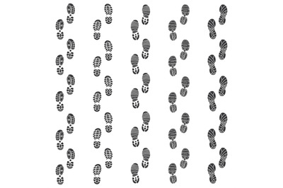 Sport shoe footprints walking away with copy space vector illustration