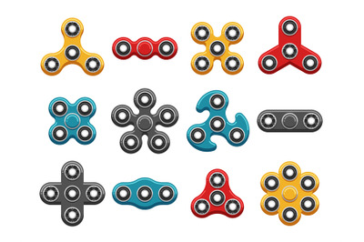 Hand spinner toys flat vector icons