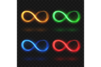 Abstract glittering infinity or eternal magic light loop vector symbol