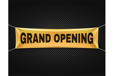 Grand opening banner vector text background