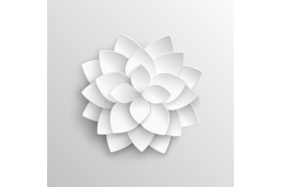 White paper 3d lotus flower in origami style vector illustration