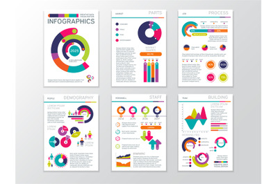 Modern business presentation documents with graphics and infographic c