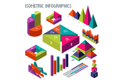 Isometric 3d vector diagrams and graphs for your information infograph